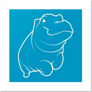 Aesthetic Lineart Cute Hippopotamus Posters and Art